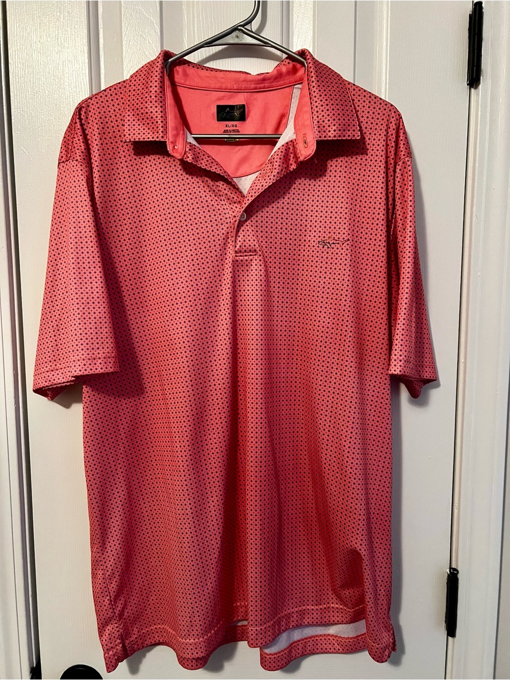 Greg Norman Collection Coral Pink Micro-Dot Performance Polo